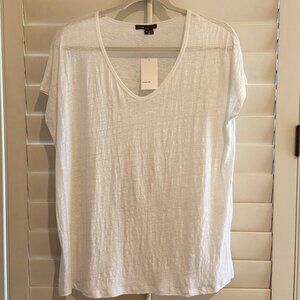 Vince Women's Rounded V-Neck Linen T-Shirt